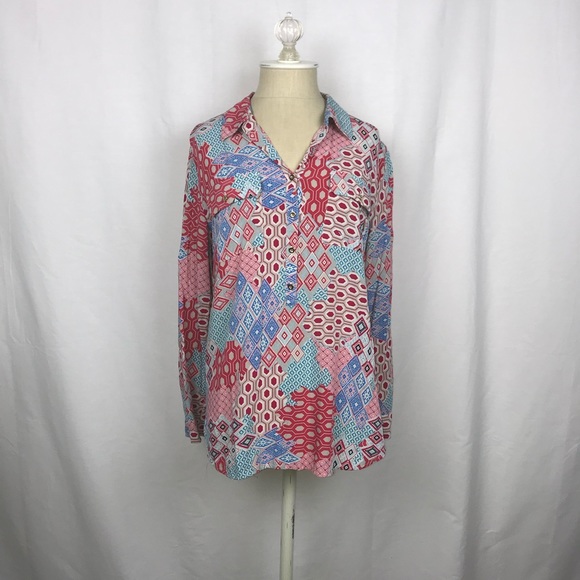Talbots Patterned Blouse (Size: M) - Picture 1 of 5